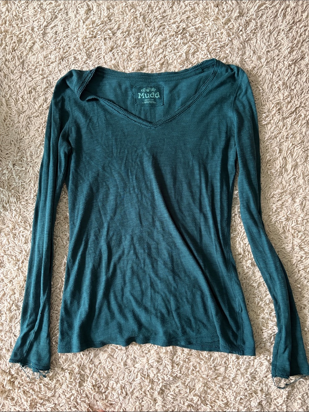 Mudd Teal Long-Sleeve V-Neck Top